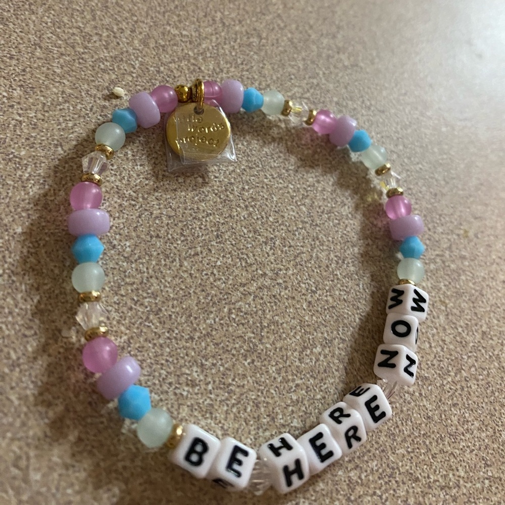 Little Words Project “Be Here Now” blue pink and white bracelet NEW - Picture 2 of 5